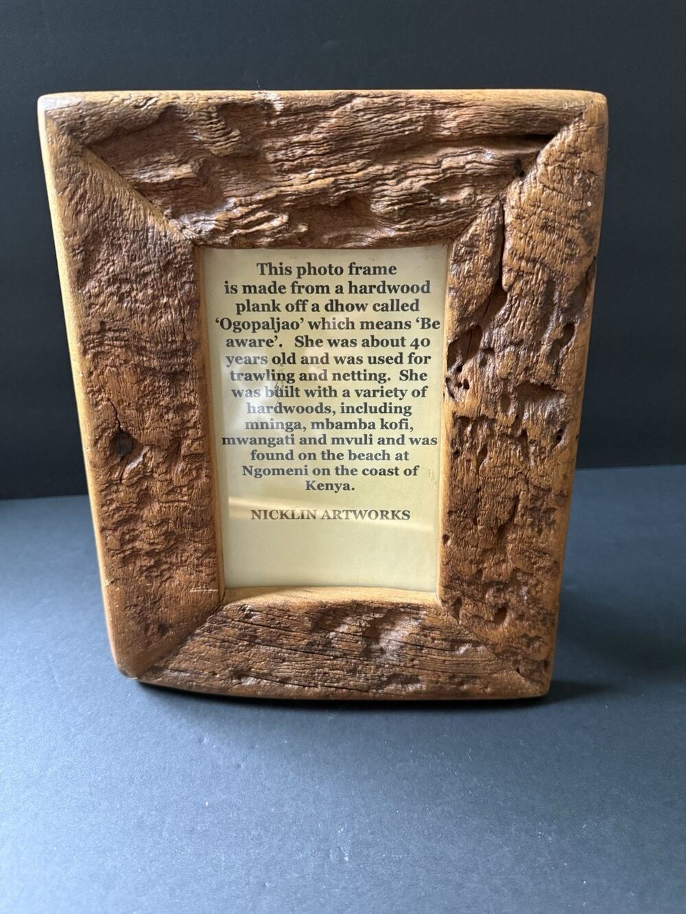 Nicklin Artworks Reclaimed Wood Frame Handcrafted 3.5”x5” Artisan Africa Rustic